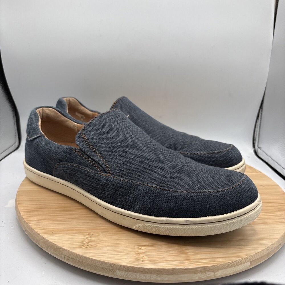 Born Mens 10.5M Blue Canvas Slip On Loafers Comfort Casual Shoes H59134